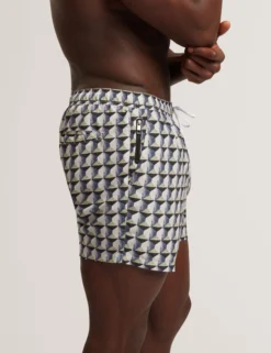 Retro-Badeshorts mit Geo-Kordelzug