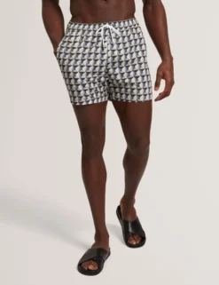Retro-Badeshorts mit Geo-Kordelzug