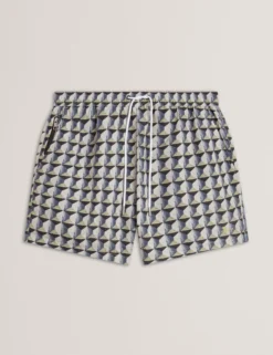 Retro-Badeshorts mit Geo-Kordelzug