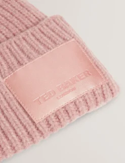 Rippstrick-Bobble-Mütze mit Markenlogo