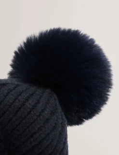 Rippstrick-Bobble-Mütze mit Markenlogo