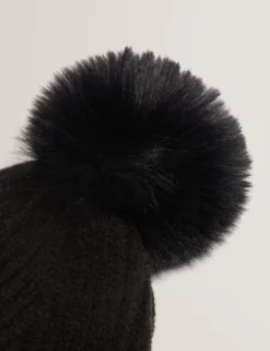 Rippstrick-Bobble-Mütze mit Markenlogo