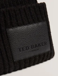 Rippstrick-Bobble-Mütze mit Markenlogo