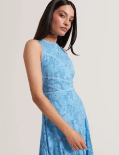 Ärmelloses A-Linien Midikleid mit Blumenmuster