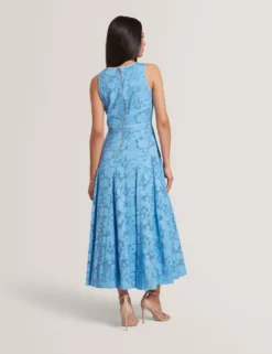 Ärmelloses A-Linien Midikleid mit Blumenmuster