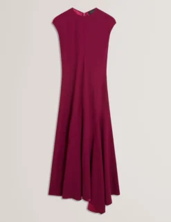 Ärmelloses, asymmetrisches Midikleid mit schrägem Schnitt