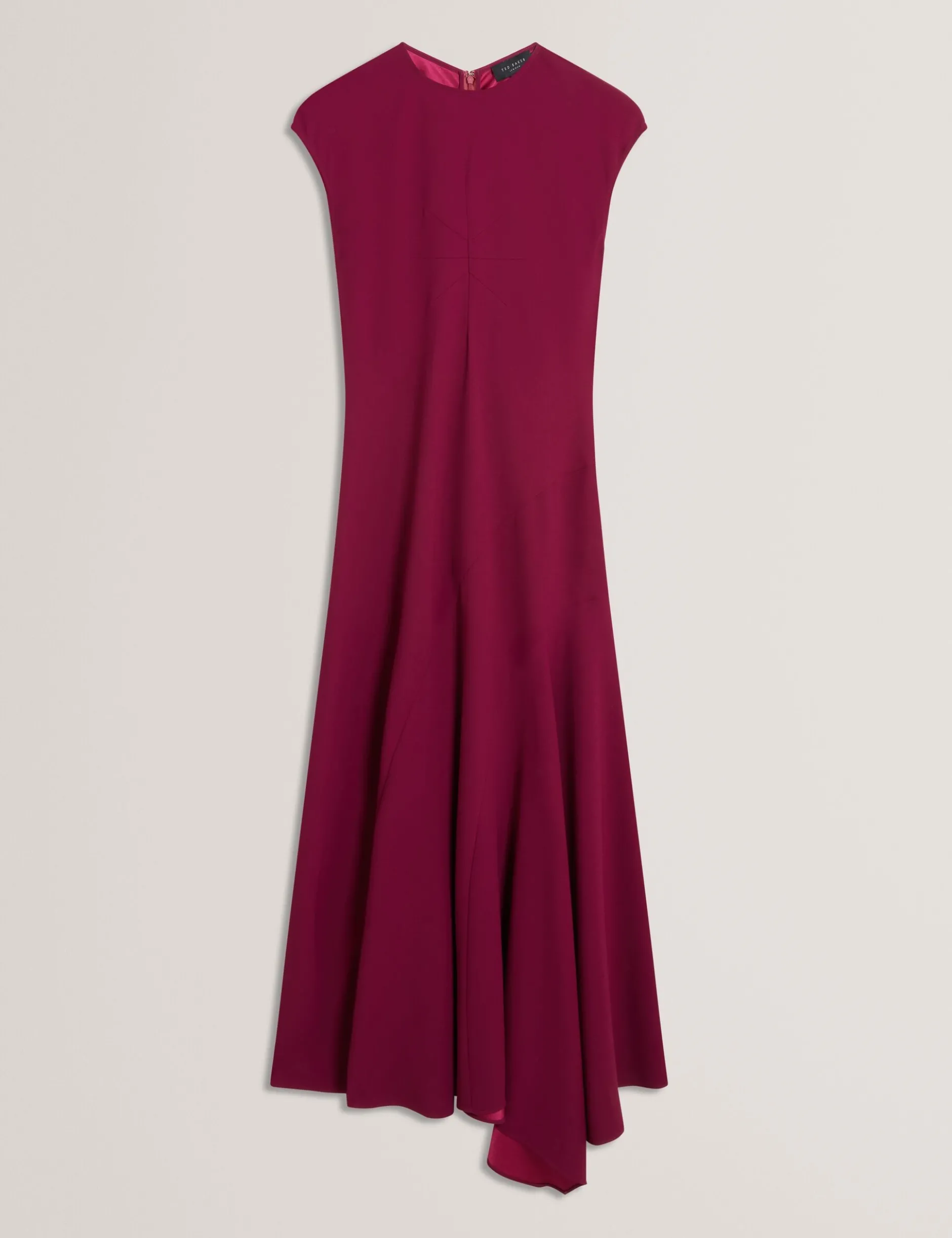 Ärmelloses, asymmetrisches Midikleid mit schrägem Schnitt