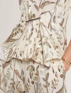 Ärmelloses Jacquard-Oberteil mit geraffter Taille
