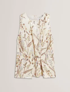 Ärmelloses Jacquard-Oberteil mit geraffter Taille