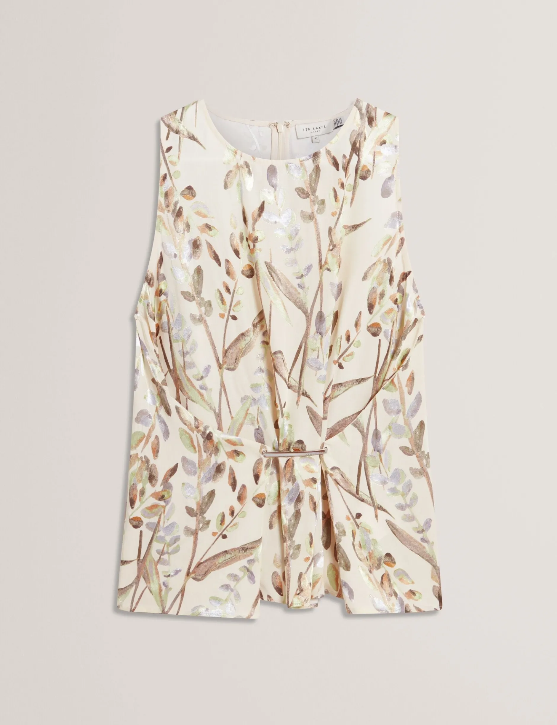 Ärmelloses Jacquard-Oberteil mit geraffter Taille