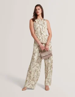 Ärmelloses Jacquard-Oberteil mit geraffter Taille