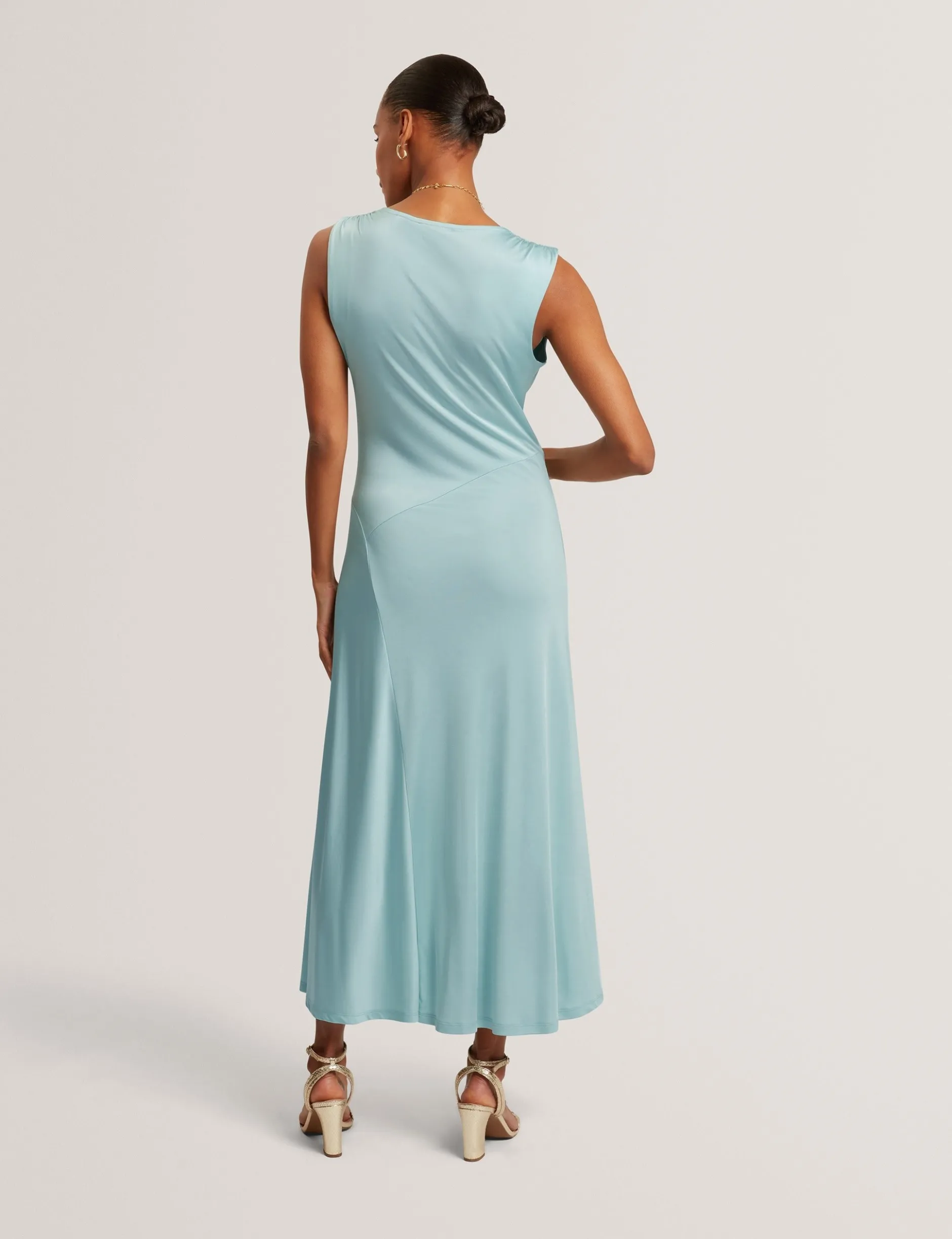 Ärmelloses Jersey-Maxikleid mit drapiertem Ausschnitt