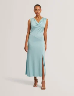 Ärmelloses Jersey-Maxikleid mit drapiertem Ausschnitt