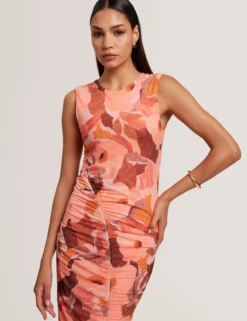 Ärmelloses Mesh-Bodycon-Kleid mit Gartenmotiv