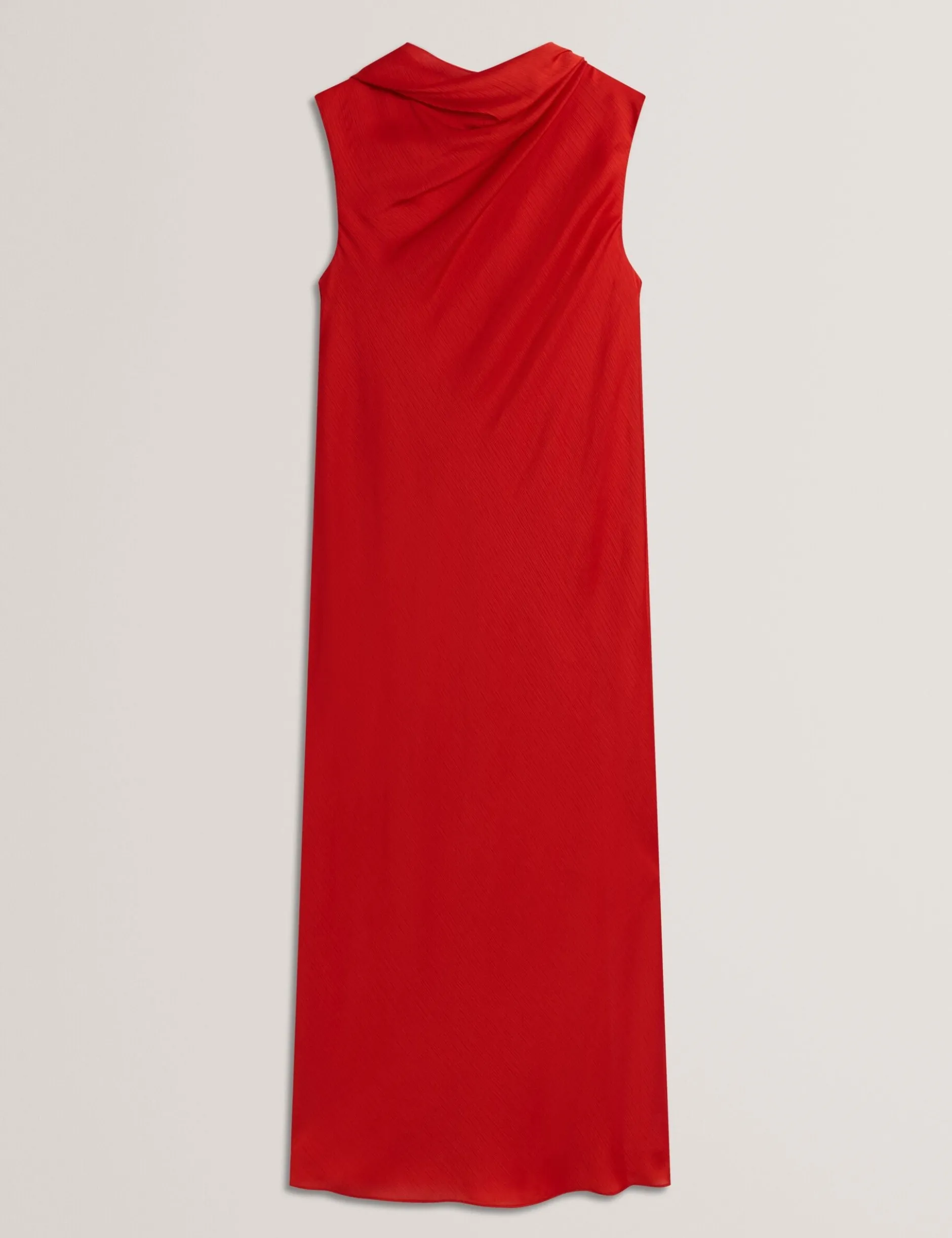 Ärmelloses Midikleid aus Satin-Chiffon mit Bindekragen