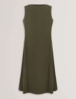 Ärmelloses Midikleid mit Faltendetails