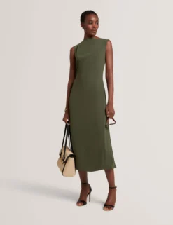 Ärmelloses Midikleid mit Faltendetails