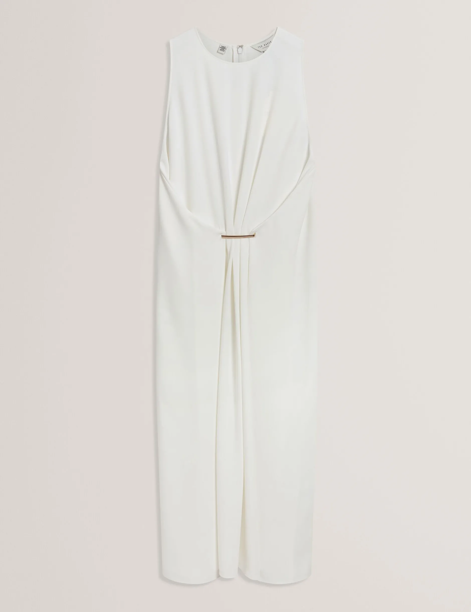 Ärmelloses Midikleid mit Raffungen und Stegdetails