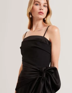 Ärmelloses Midikleid mit Satinschleife