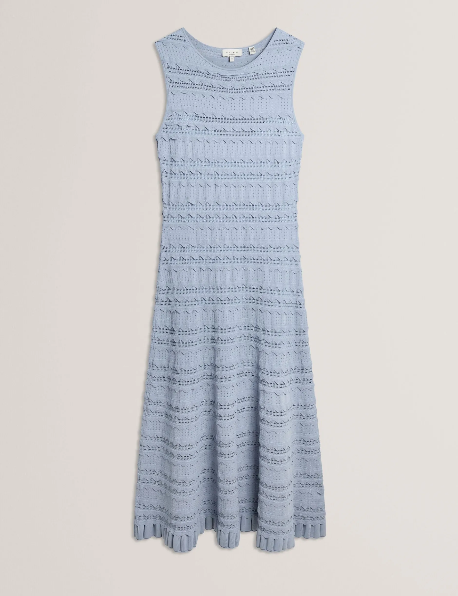 Ärmelloses Strick-Midikleid mit Wellenkante