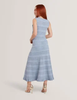 Ärmelloses Strick-Midikleid mit Wellenkante