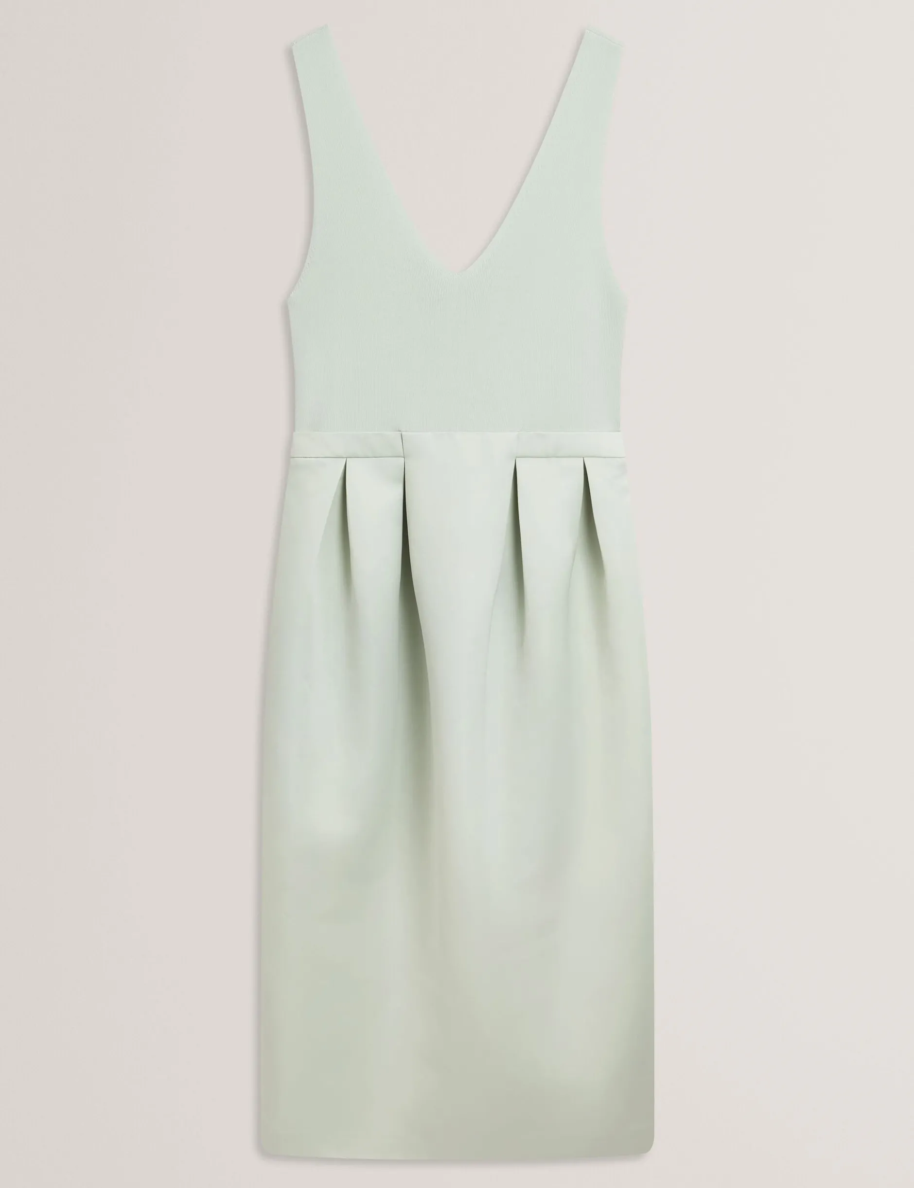 Ärmelloses Tulpen-Midikleid aus Strick und Satin