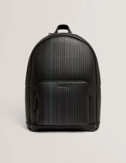 Rucksack aus PU mit gestreifter Webstruktur
