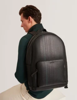 Rucksack aus PU mit gestreifter Webstruktur