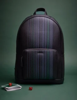Rucksack aus PU mit gestreifter Webstruktur