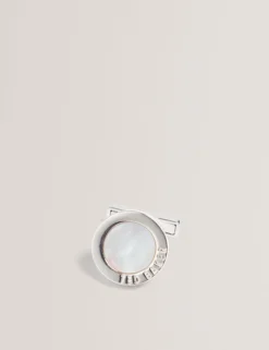 Runde Manschettenknöpfe aus Metall mit Markenlogo