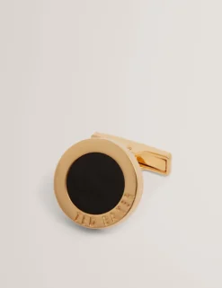 Runde Manschettenknöpfe aus Metall mit Markenlogo