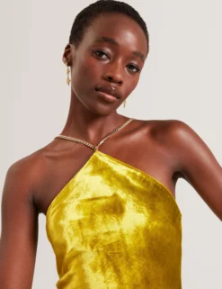 Samt-Maxikleid mit Neckholder