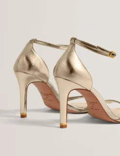 Sandalen aus Metallic-Leder mit Stilettoabsatz