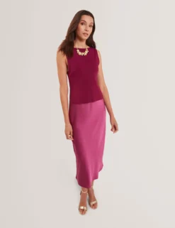 Satin-Midikleid mit abnehmbarem Tanktop