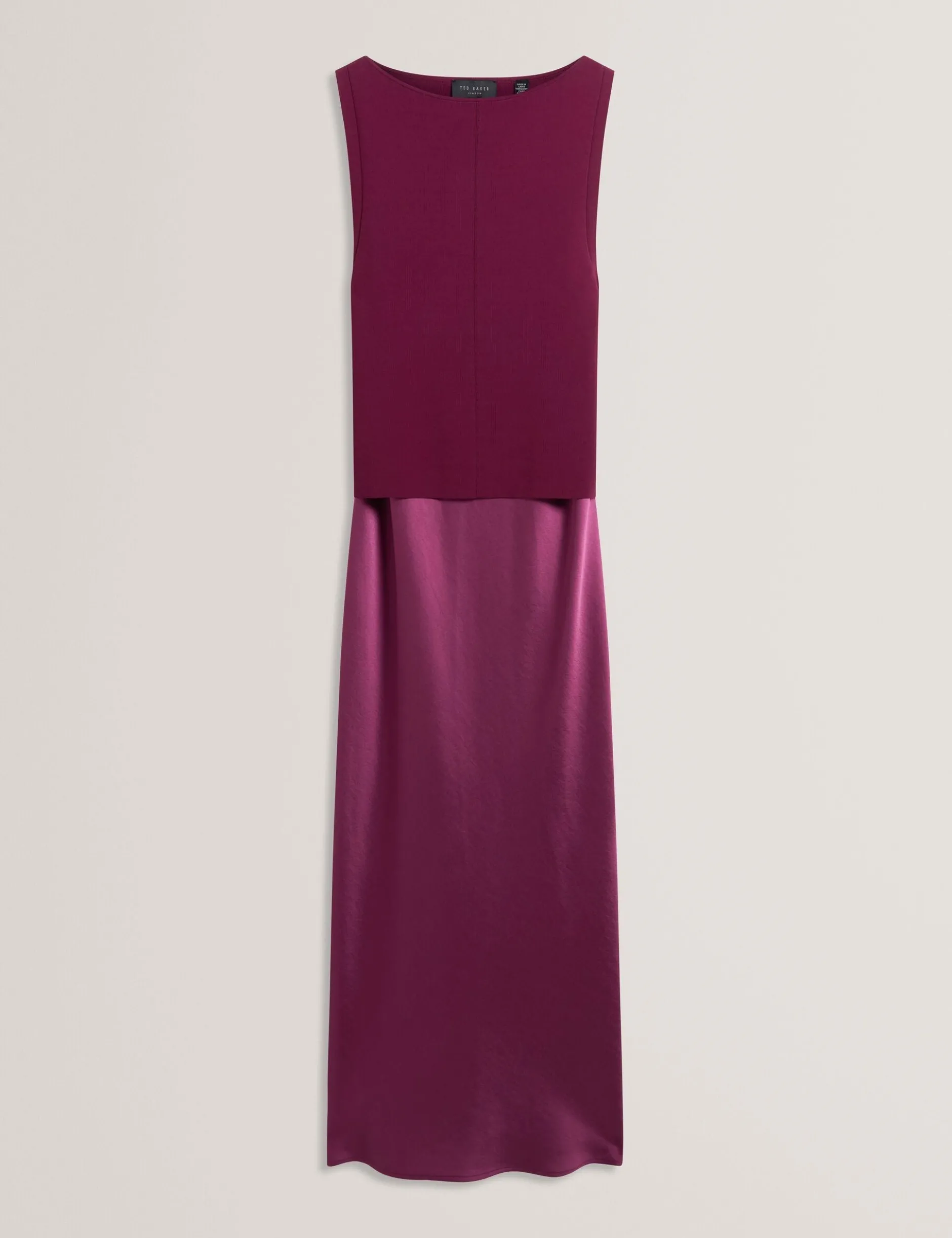Satin-Midikleid mit abnehmbarem Tanktop