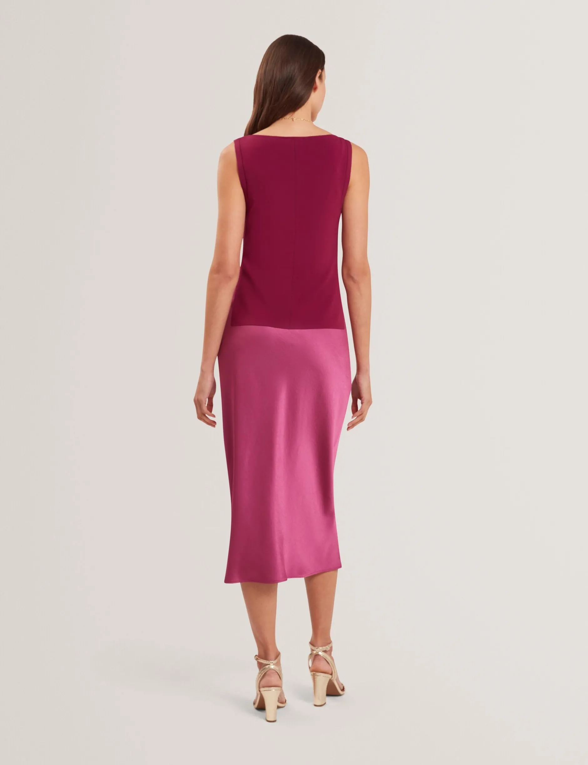 Satin-Midikleid mit abnehmbarem Tanktop