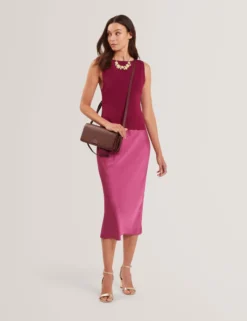 Satin-Midikleid mit abnehmbarem Tanktop