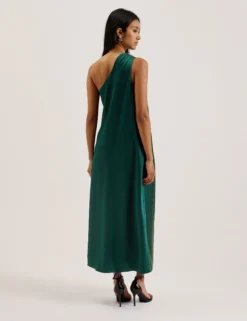 Satin-Midikleid mit One-Shoulder-Schulter