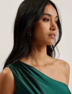 Satin-Midikleid mit One-Shoulder-Schulter