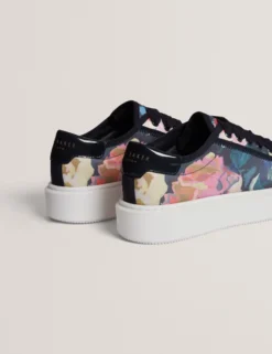 Satin-Plateau-Sneaker mit Blumenmuster