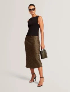 Satin-Slipkleid mit kleinem Print und abnehmbarem Oberteil