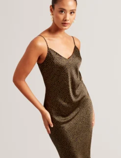 Satin-Slipkleid mit kleinem Print und abnehmbarem Oberteil