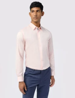 Satin-Stretch-Baumwollhemd, schmal geschnitten