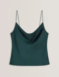 Satin-Top mit Wasserfallausschnitt und Trägern