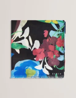 Schal mit Blumenvase und Strukturmuster