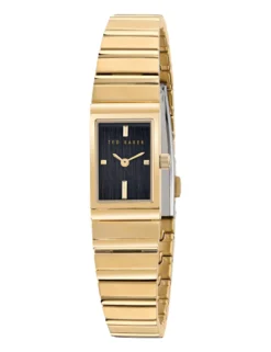 Schlanke Armbanduhr aus goldenem Edelstahl