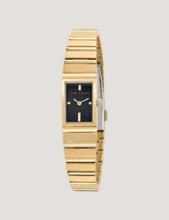 Schlanke Armbanduhr aus goldenem Edelstahl
