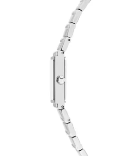 Schlanke Armbanduhr aus silbernem Edelstahl