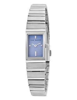 Schlanke Armbanduhr aus silbernem Edelstahl