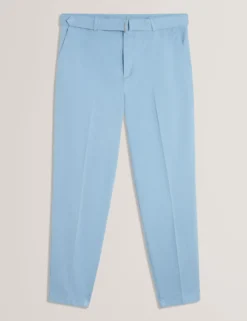 Schmal zulaufende Baumwollhose mit Gürtel